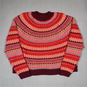 Women's Multicolor Fair Isle Sweater - Red